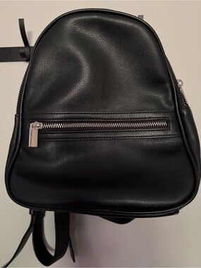 wild fable Black Faux Leather Mini Backpack